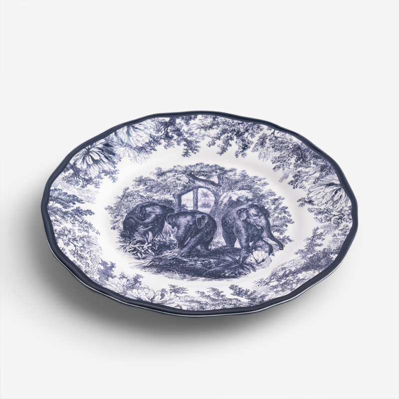 WAGA Cobalt 23cm Melamine Round Salad Plate | Elephants_0