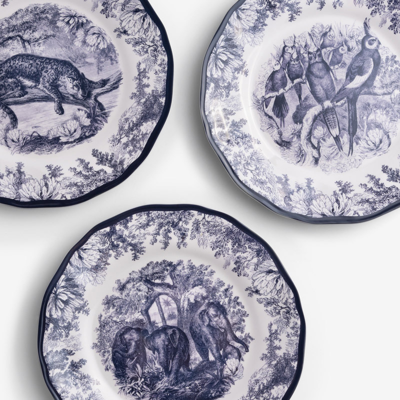 WAGA Cobalt 23cm Melamine Round Salad Plate | Elephants_2