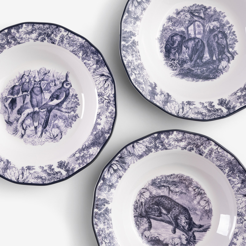 WAGA Cobalt 23cm Melamine Round Soup Plate | Elephants_3