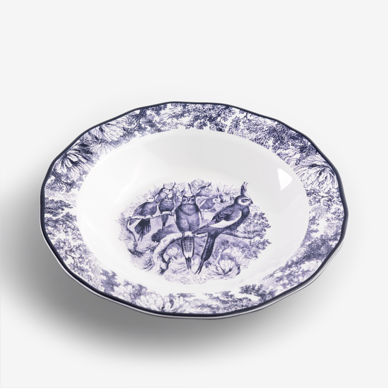 WAGA Cobalt 23cm Melamine Round Soup Plate | Parrots_0