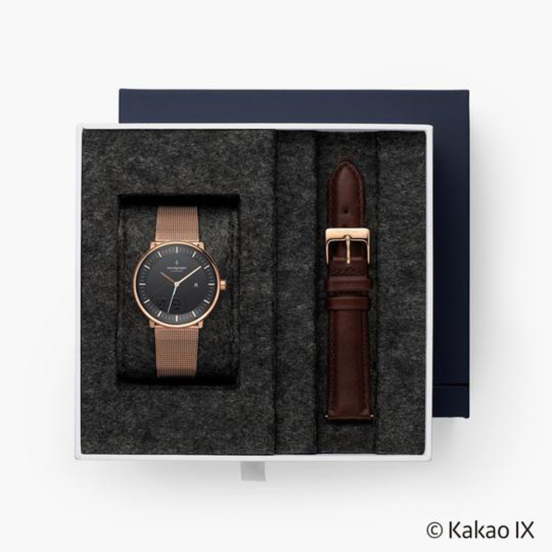 【超值組合・限時8折】ND精裝禮盒 x Kakao Friends 限量聯名款 Philosopher 哲學家 36mm 玫瑰金殼×黑面 玫瑰金米蘭錶帶+深棕真皮錶帶 Nordgreen 北歐設計師手錶 PH36RGBLKFA-MEROLEDB 組合裝 熱賣中!_2