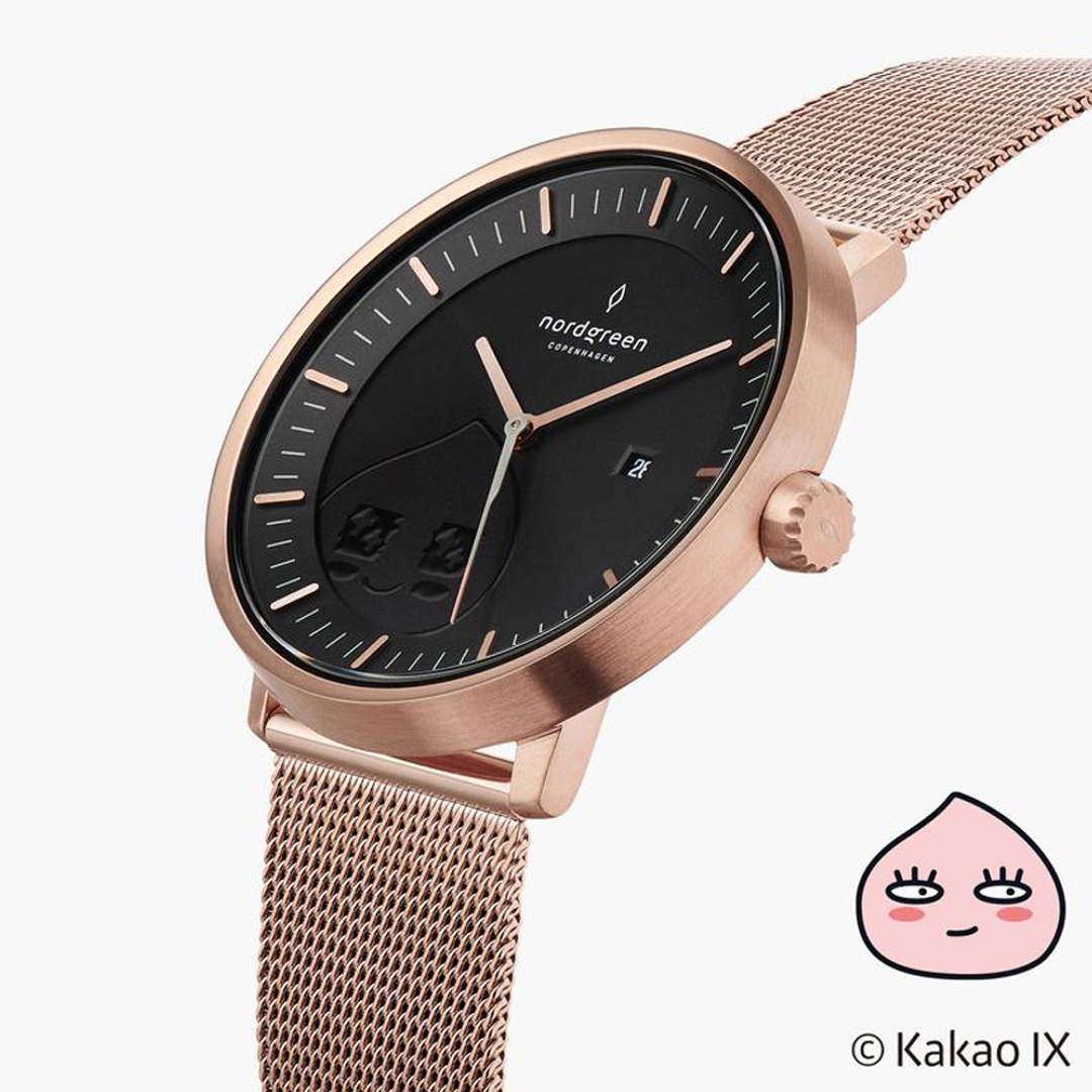 【超值組合・限時8折】ND精裝禮盒 x Kakao Friends 限量聯名款 Philosopher 哲學家 36mm 玫瑰金殼×黑面 玫瑰金米蘭錶帶+深棕真皮錶帶 Nordgreen 北歐設計師手錶 PH36RGBLKFA-MEROLEDB 組合裝 熱賣中!_3