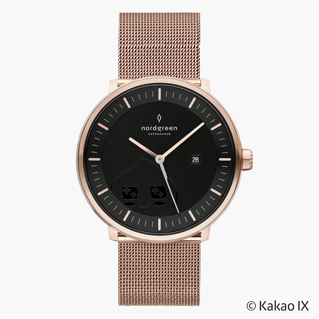 【超值組合・限時8折】ND精裝禮盒 x Kakao Friends 限量聯名款 Philosopher 哲學家 36mm 玫瑰金殼×黑面 玫瑰金米蘭錶帶+深棕真皮錶帶 Nordgreen 北歐設計師手錶 PH36RGBLKFA-MEROLEDB 組合裝 熱賣中!_4