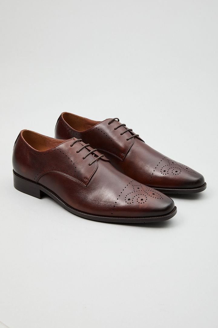 SST&C Simple Carved Brown Derby Shoes | 1312103003  (Outlet)_0