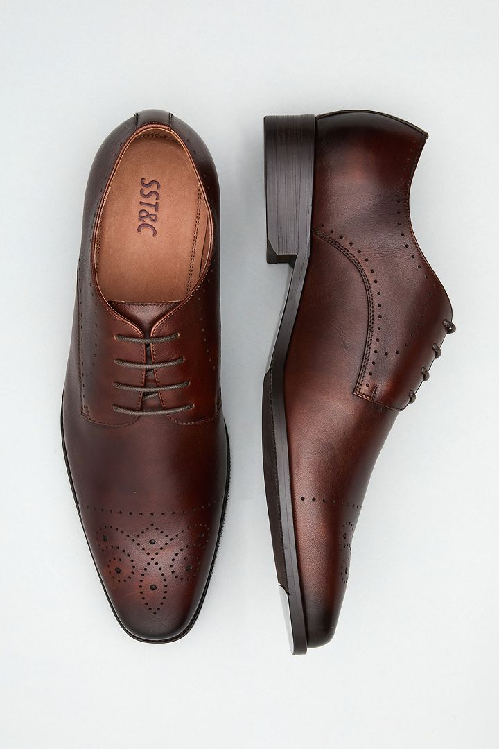 SST&C Simple Carved Brown Derby Shoes | 1312103003  (Outlet)_1