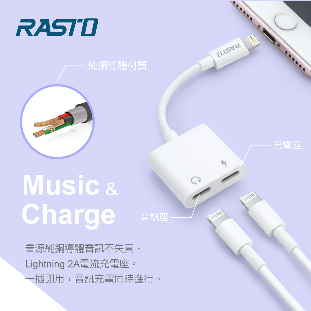 【搶先上市】RASTO RX23 Lightning 轉雙 Lightning 轉接線_3