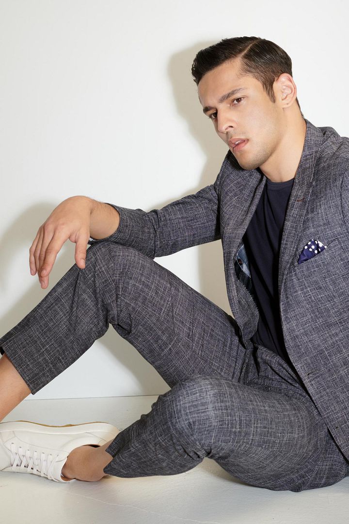 SST&C Check Pattern Texture Slim Fit Suit Trousers | 0212103003  (Outlet)_1