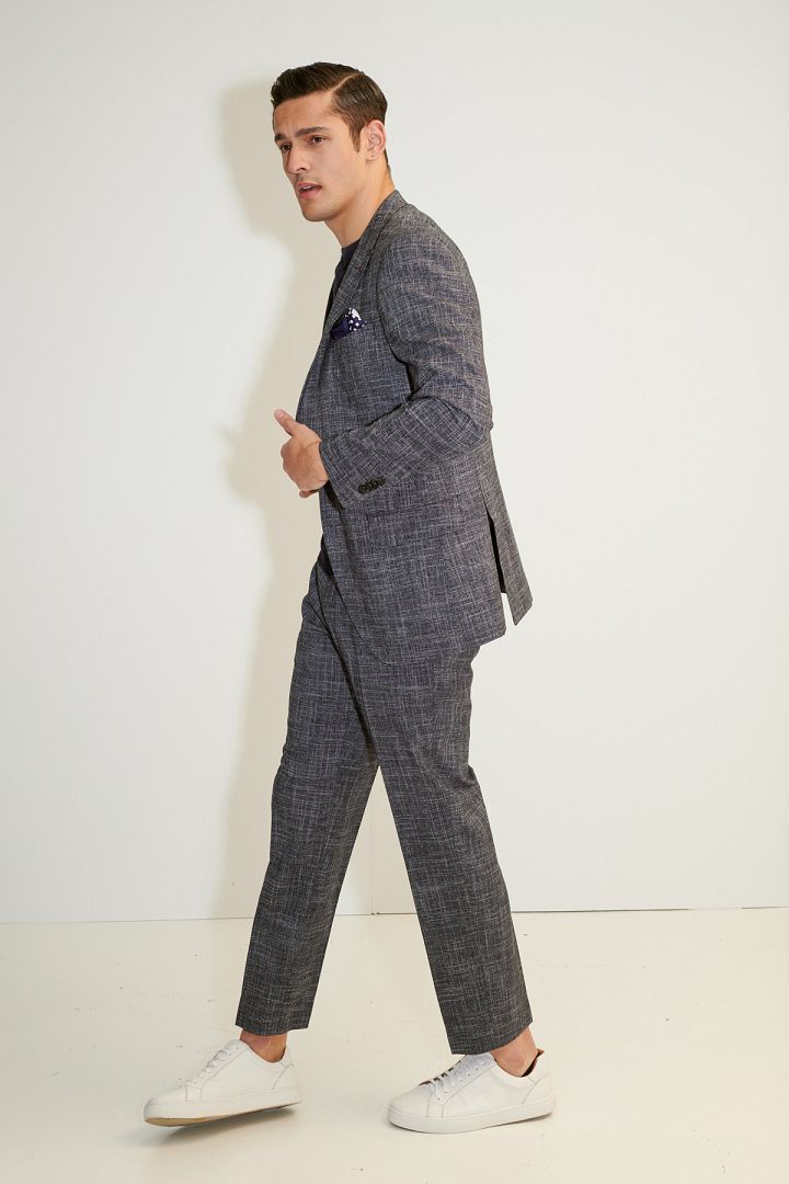 SST&C Check Pattern Texture Slim Fit Suit Trousers | 0212103003  (Outlet)_6