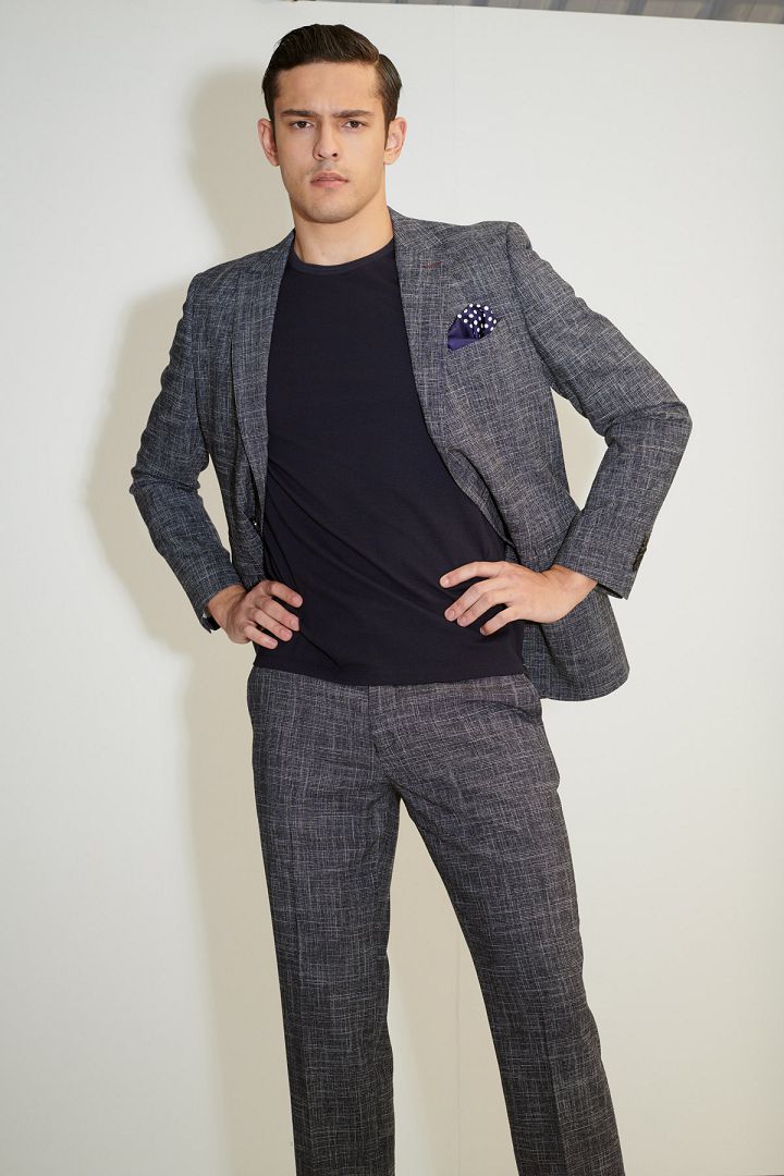 SST&C Check Pattern Texture Slim Fit Suit Trousers | 0212103003  (Outlet)_7