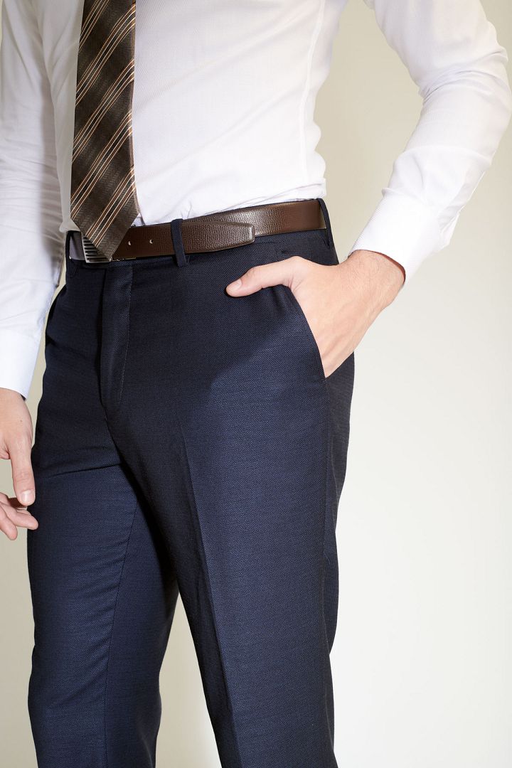 SST&C Navy Textured Slim Fit Suit Trousers | 0212103008  (Outlet)_6