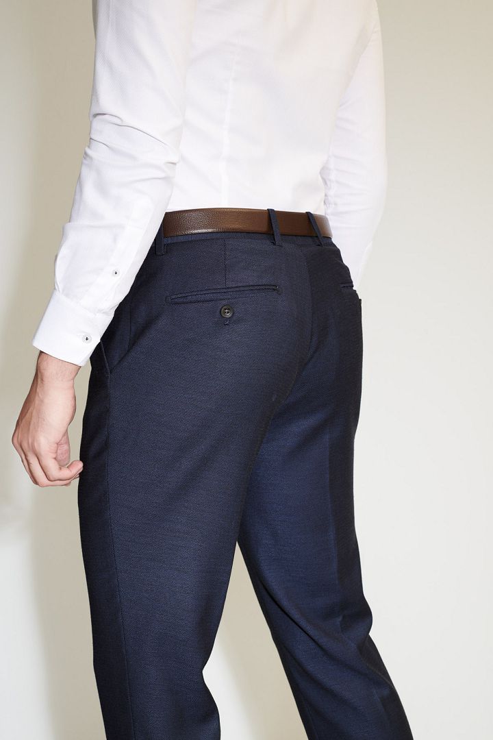 SST&C Navy Textured Slim Fit Suit Trousers | 0212103008  (Outlet)_7