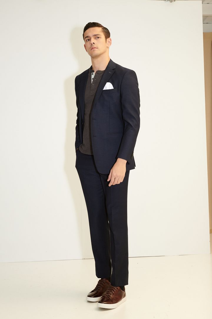 SST&C 藏青紋理修身西裝外套 | 0112103008 (outlet)_8