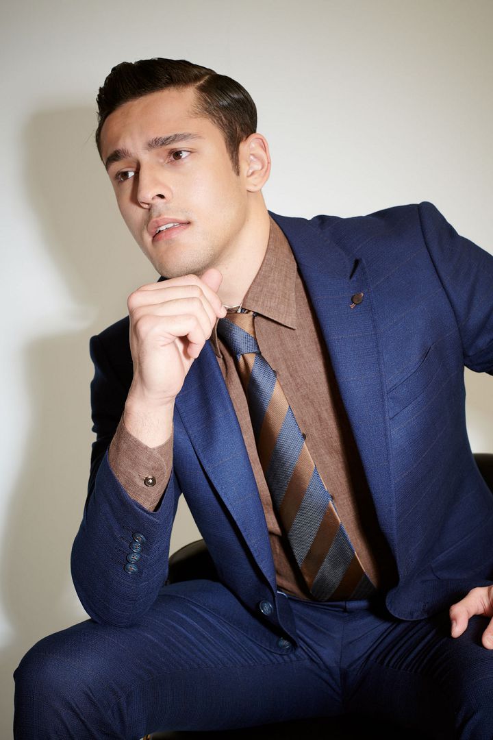 SST&C Navy Blue Windowpane Slim Fit Suit Jacket | 0112103009  (Outlet)_4