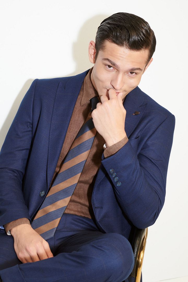SST&C Navy Blue Windowpane Slim Fit Suit Jacket | 0112103009  (Outlet)_6