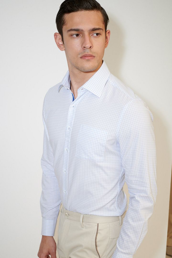 SST&C Light Blue Textured Shirt | 0312103010  (Outlet)_1