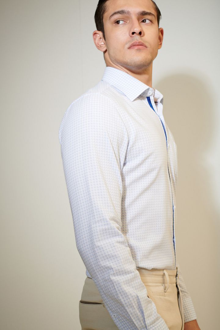 SST&C Light Blue Textured Shirt | 0312103010  (Outlet)_3
