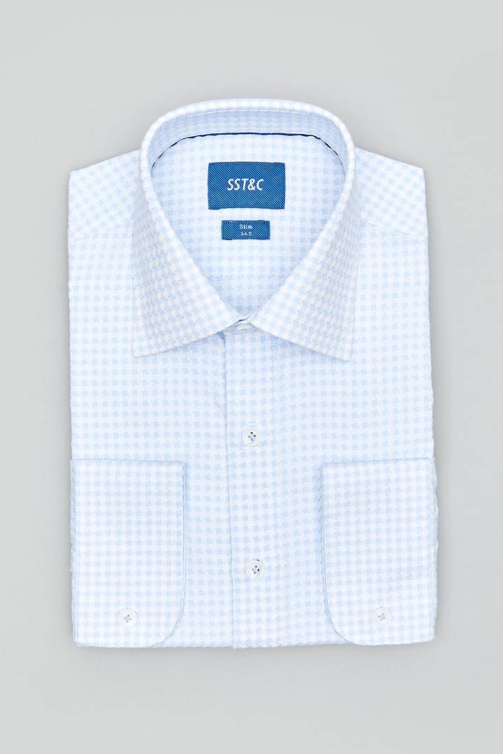 SST&C Light Blue Textured Shirt | 0312103010  (Outlet)_5