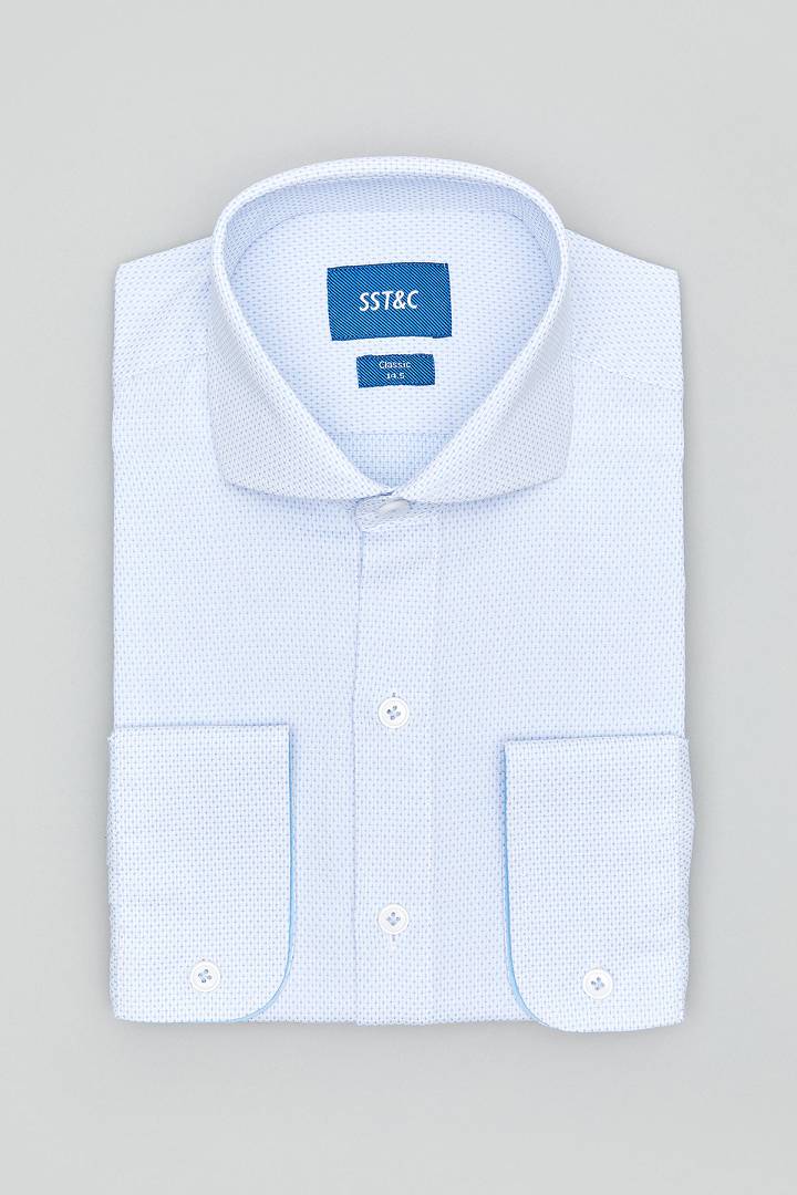 SST&C Light Blue Textured Shirt | 0312103013  (Outlet)_5