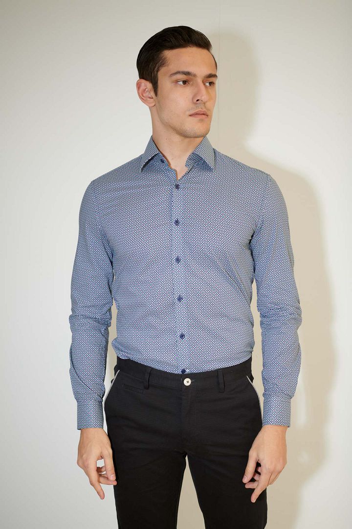 SST&C Blue and Green Geometric Shirt | 0312103018  (Outlet)_2