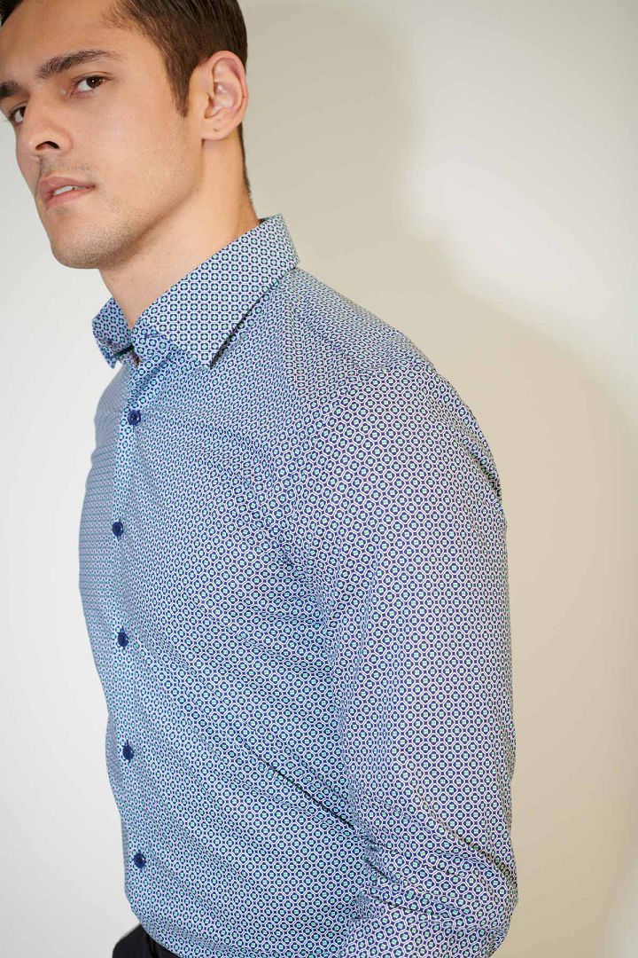 SST&C Blue and Green Geometric Shirt | 0312103018  (Outlet)_3