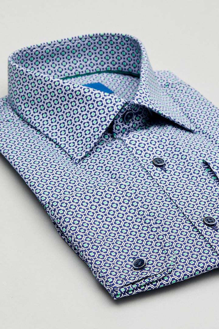 SST&C Blue and Green Geometric Shirt | 0312103018  (Outlet)_6