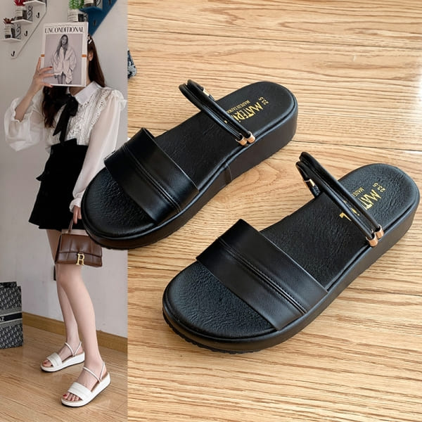 【36-44全尺碼】兩穿涼拖鞋．MIT簡約百搭一字寬帶厚底涼鞋．白鳥麗子_5