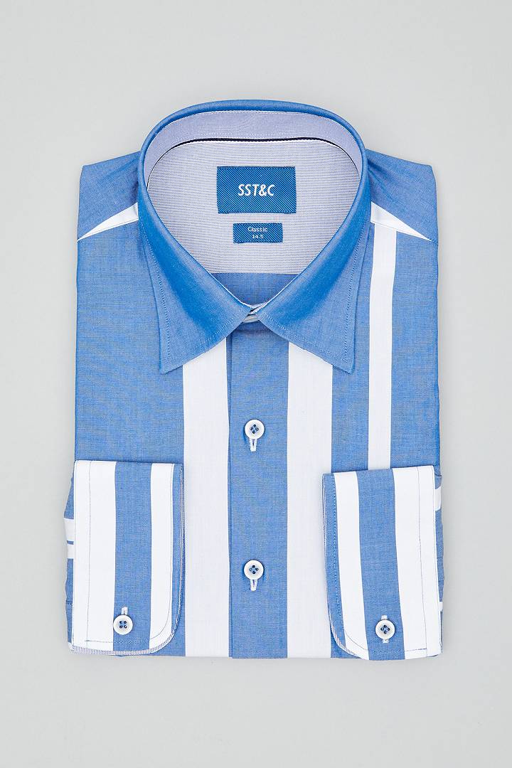 SST&C Blue and White Wide Shirt | 0312103006  (Outlet)_5