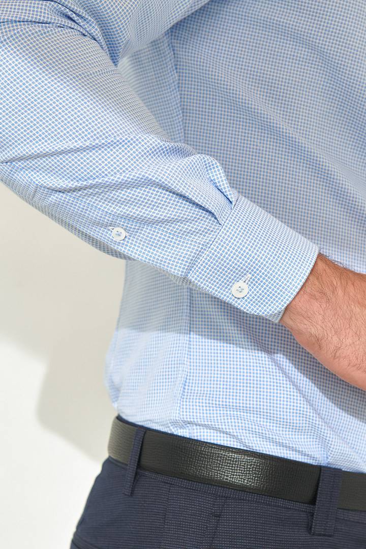 SST&C Blue Textured Shirt | 0312103009  (Outlet)_3
