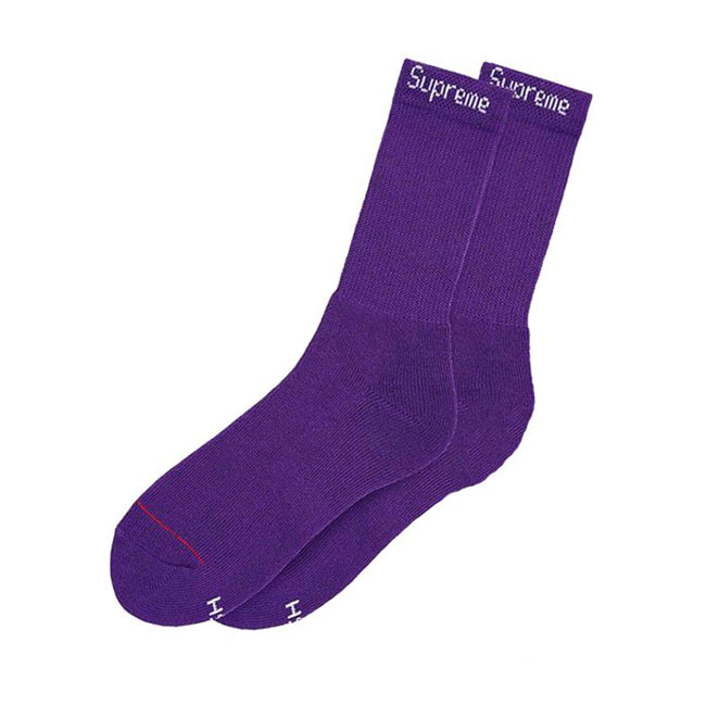SUPREME x HANES CREW SOCKS 經典文字 中筒襪 / 小腿襪 (紫色一入)_1