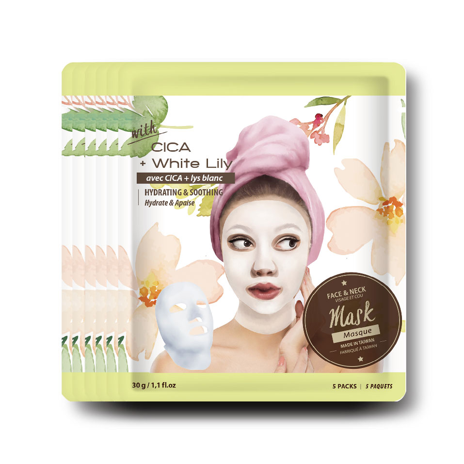 BLOOM花萃臉頸膜 5片入- (百合花/積雪草) 保濕舒緩面膜 CICA & White Lily / Hydrating & Soothing Face+Neck Mask_0