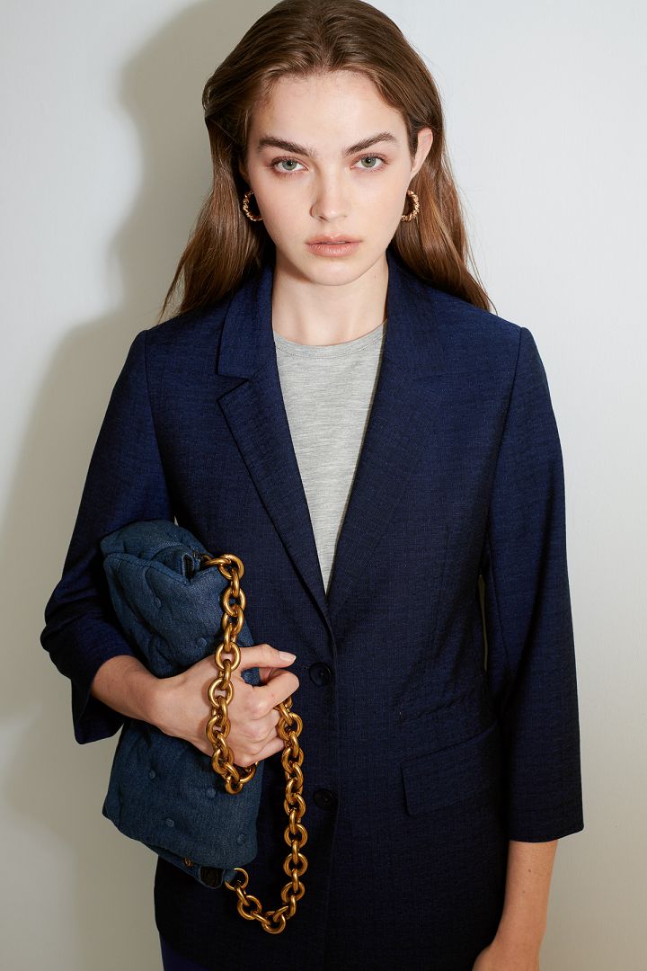SST&C Women'S Dark Blue Three-Quarter Sleeve Drawstring Casual Suit | 8162103002  (Outlet)_0