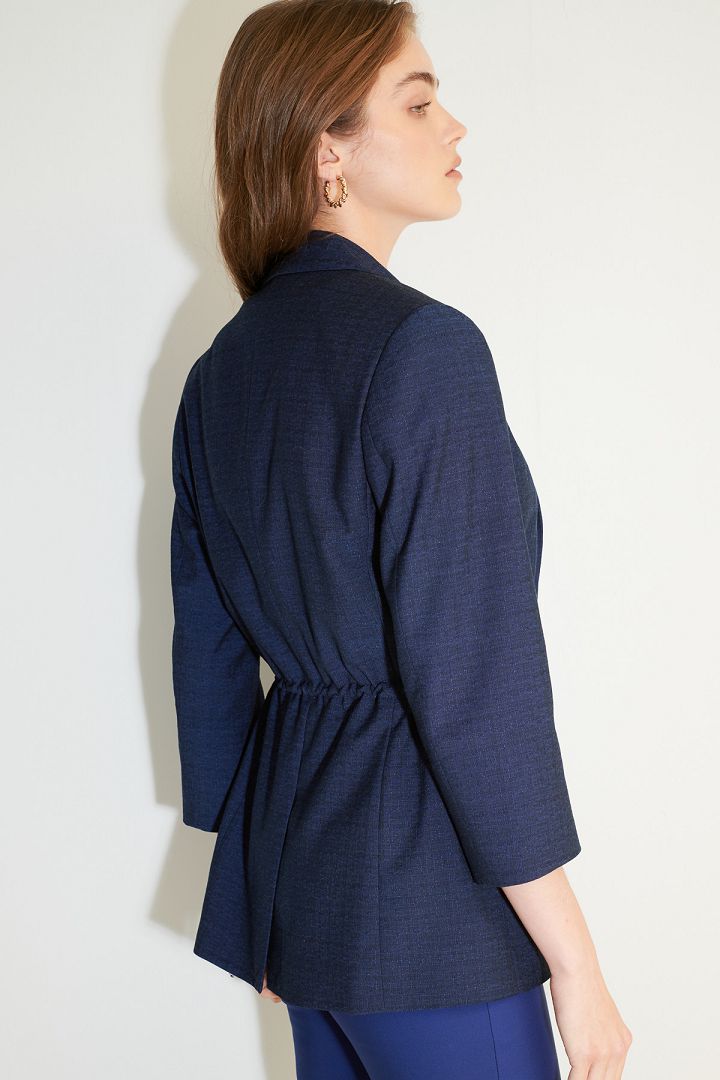 SST&C Women'S Dark Blue Three-Quarter Sleeve Drawstring Casual Suit | 8162103002  (Outlet)_2
