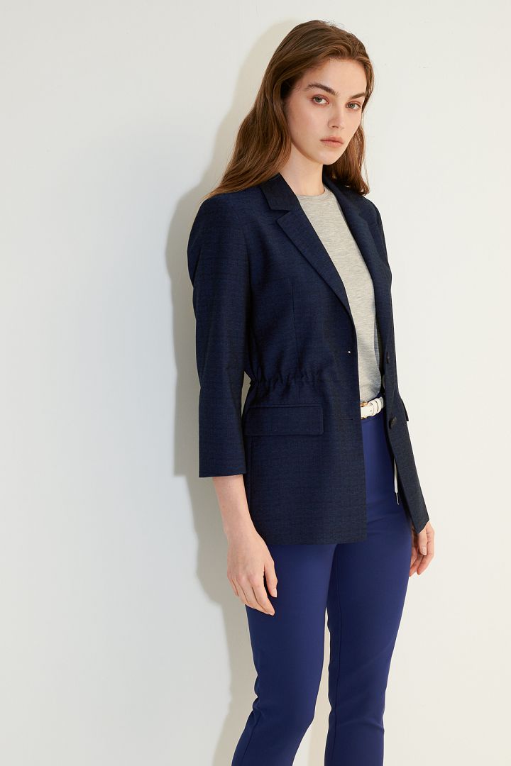 SST&C Women'S Dark Blue Three-Quarter Sleeve Drawstring Casual Suit | 8162103002  (Outlet)_3