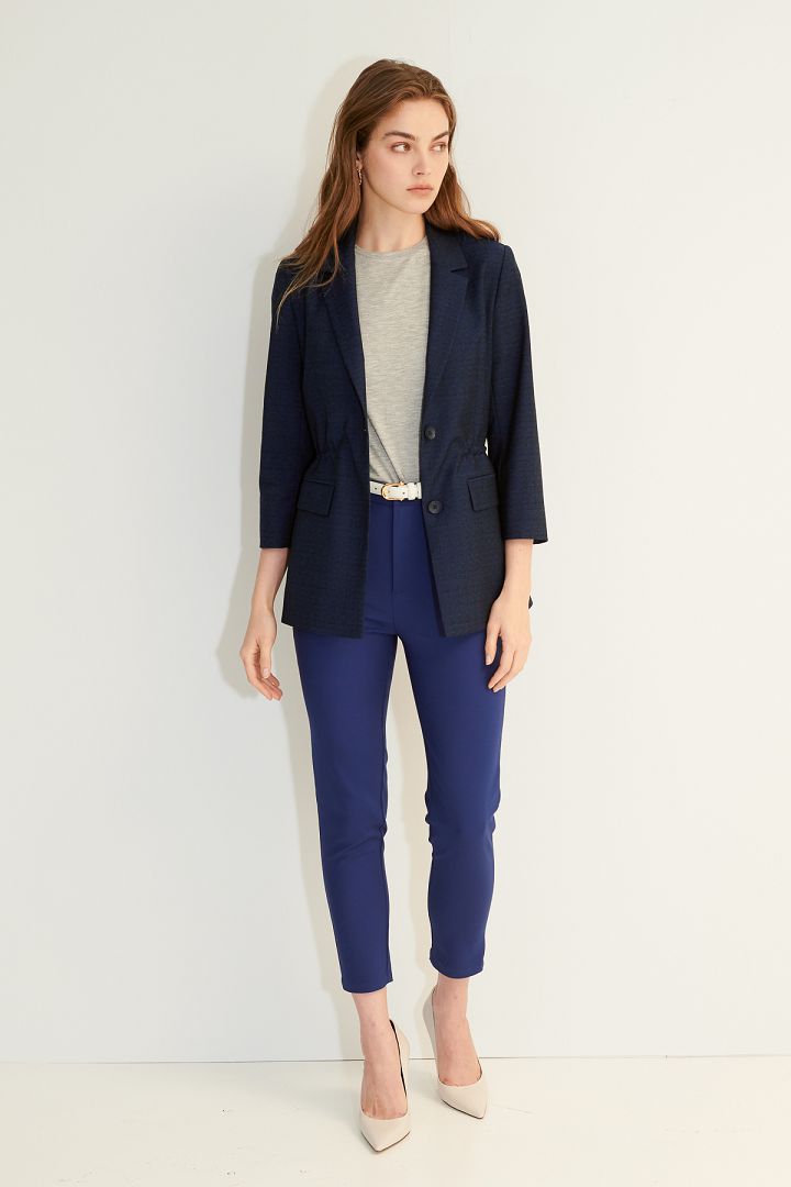 SST&C Women'S Dark Blue Three-Quarter Sleeve Drawstring Casual Suit | 8162103002  (Outlet)_4