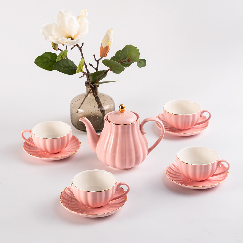 WAGA Fantasy Ceramic Teapot Teacups Set | Pink_0