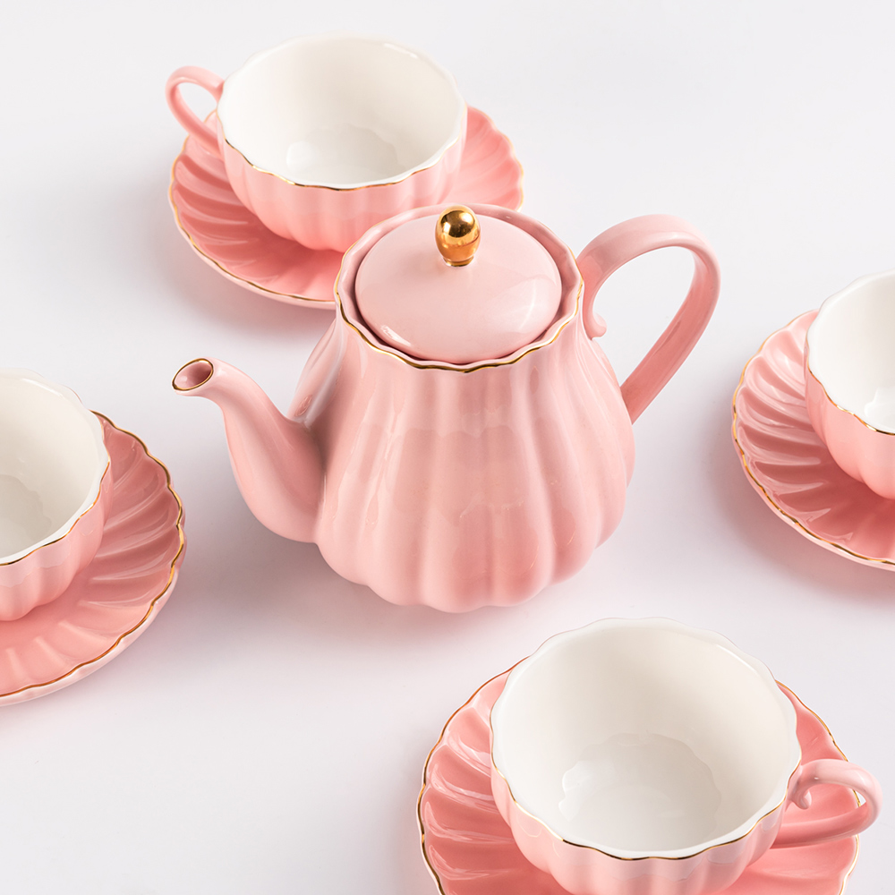 WAGA Fantasy Ceramic Teapot Teacups Set | Pink_1