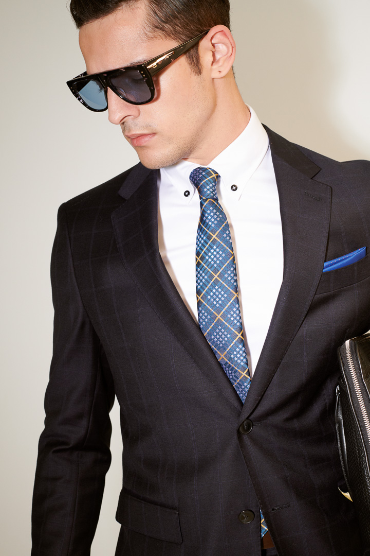 SST&C #Milan Series  Navy Check Pattern Slim Fit Suit Jacket | 0112104002  (Outlet)_0