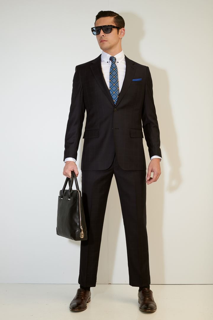 SST&C #Milan Series  Navy Check Pattern Slim Fit Suit Jacket | 0112104002  (Outlet)_4