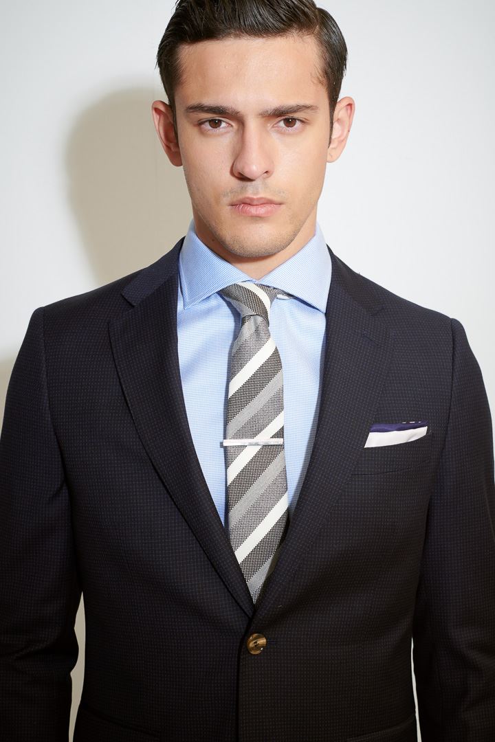 SST&C #Online Exclusive  Milan Series Navy Blue Textured Slim Fit Suit Jacket | 0112104003  (Outlet)_5