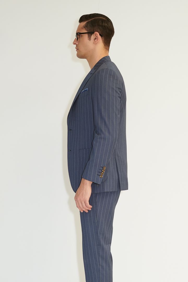 SST&C Navy Straight Stripe Slim Fit Suit Jacket | 0112104007  (Outlet)_4