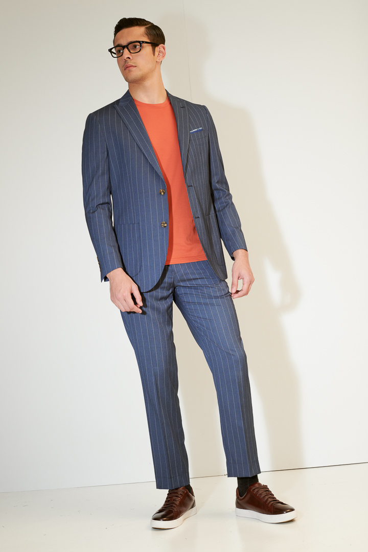 SST&C Navy Straight Stripe Slim Fit Suit Jacket | 0112104007  (Outlet)_6