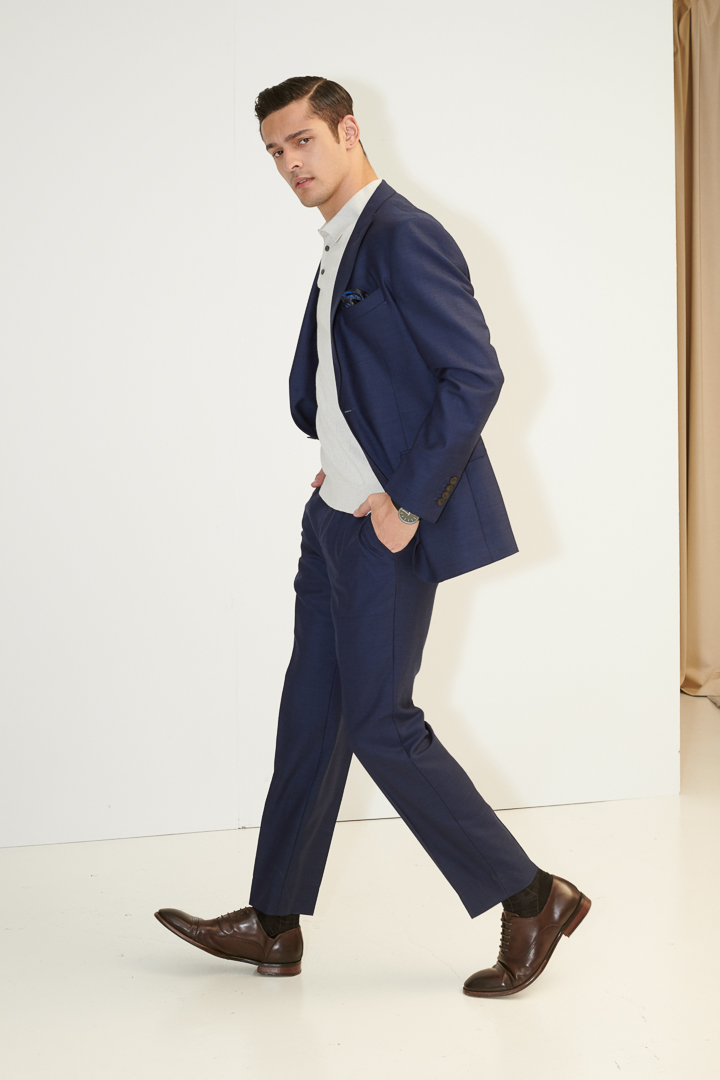 SST&C #Online Exclusive  Milan Series Navy Blue Slim Fit Suit Trousers | 0212104001  (Outlet)_3