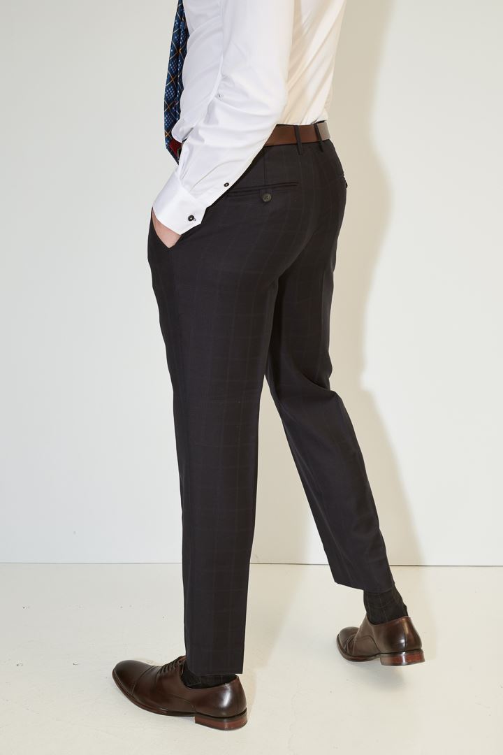 SST&C #Milan Series  Navy Check Pattern Slim Fit Suit Trousers | 0212104002  (Outlet)_3