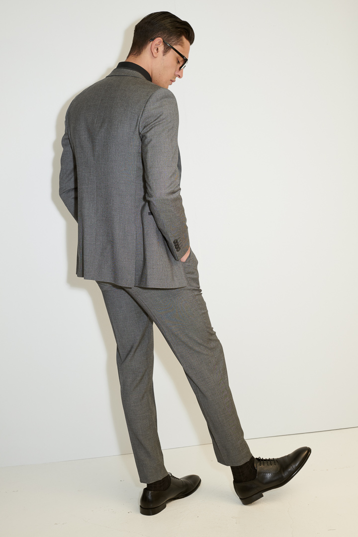 SST&C #Online Exclusive  Gray Slim Fit Suit Trousers With Collar Panel | 0212104004  (Outlet)_1