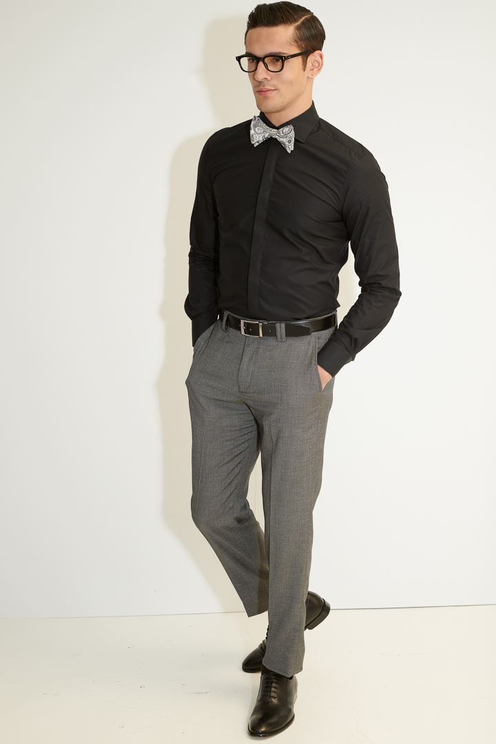 SST&C #Online Exclusive  Gray Slim Fit Suit Trousers With Collar Panel | 0212104004  (Outlet)_3