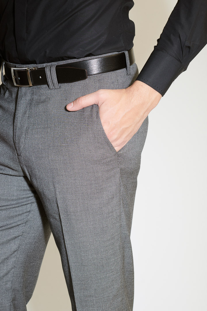 SST&C #Online Exclusive  Gray Slim Fit Suit Trousers With Collar Panel | 0212104004  (Outlet)_4