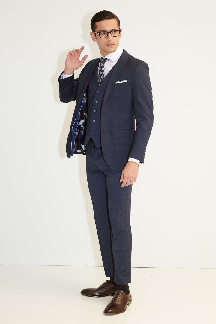 SST&C Navy Check Tailor Suit Trousers | 0212104005  (Outlet)_0