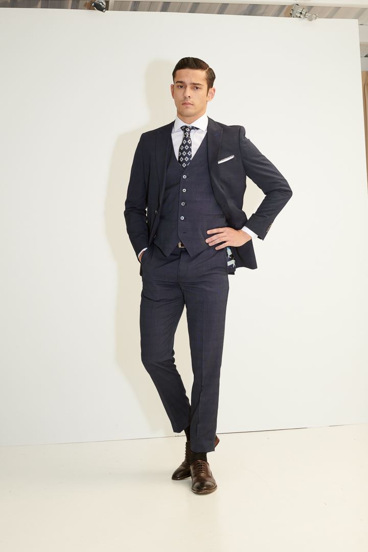 SST&C Navy Check Tailor Suit Trousers | 0212104005  (Outlet)_1
