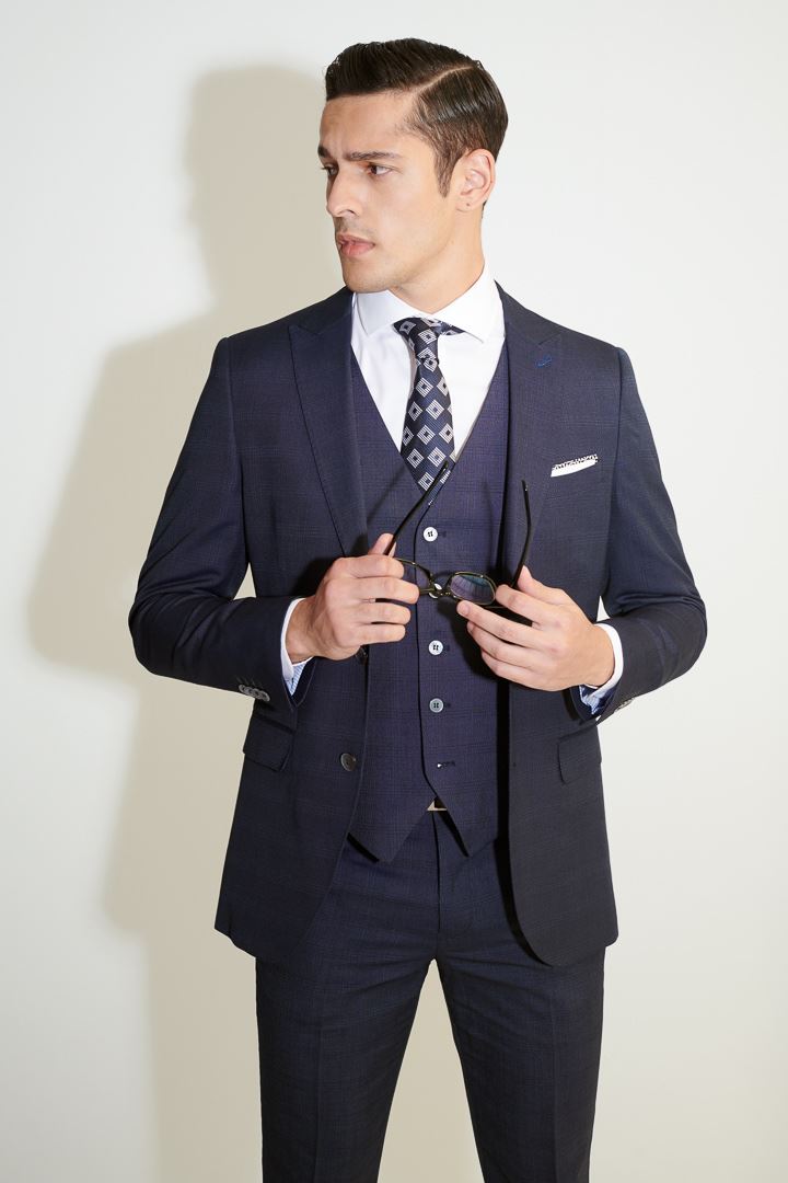 SST&C Navy Check Tailor Suit Trousers | 0212104005  (Outlet)_2