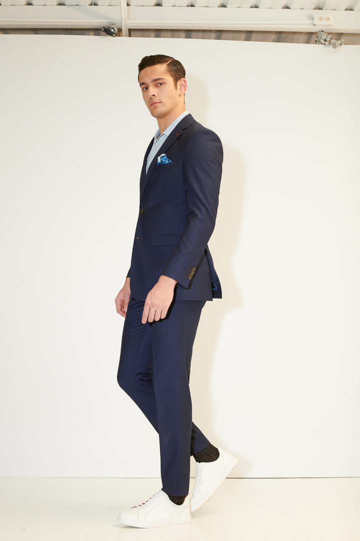 SST&C Navy Textured Slim Fit Suit Trousers | 0212104008  (Outlet)_0